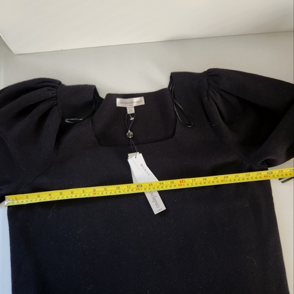 Catherine Malandrino Black Knit Square Neck Sweater Puff Sleeve Size 3X New NWT - Picture 9 of 10